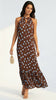 A3082 Lavinia Brown Dotty Halter Dress