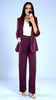 A2746 Burgundy Rouched Sleeve Blazer