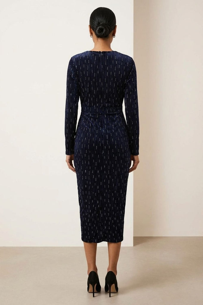 A2755 Charlize Navy Faux Wrap Dress