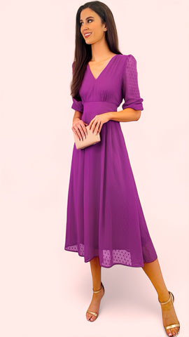 A1547 Orchid Jacquard Flare Dress