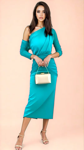 A2714 Navy Velvet Devore Midi Dress