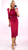 A2418 Severina Raspberry Feather Trim Dress