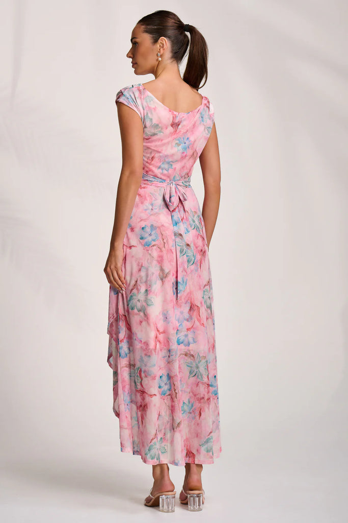 2-A2931 Pink Floral Asymmetrical Dress