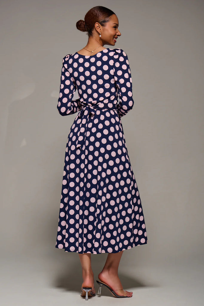 2-A2933 Navy Spotty Midi Dress