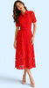 A3040B Red Crochet Meadow Shirt Dress