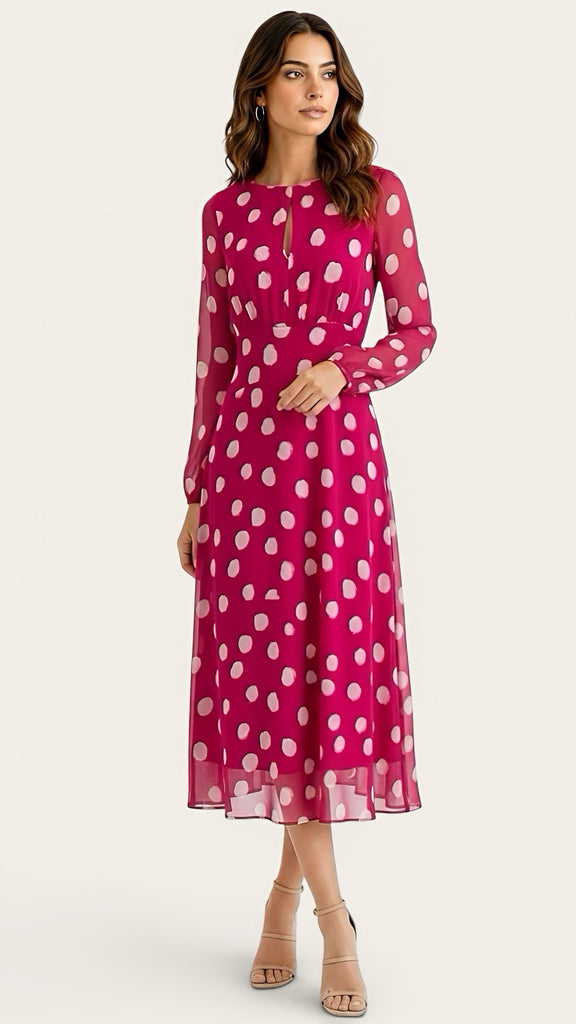 open lace back dress Paloma Pink Dotty Midi Dresses | dresses online | party dresses, occasion  dresses – Dressesonline.ie