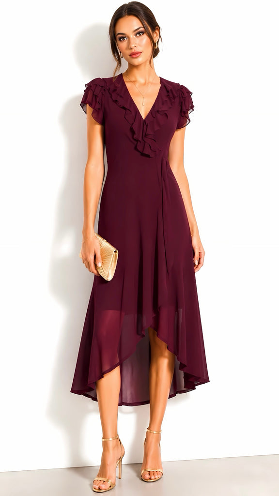 A3207 Jolie Moi Angie Burgundy Dress