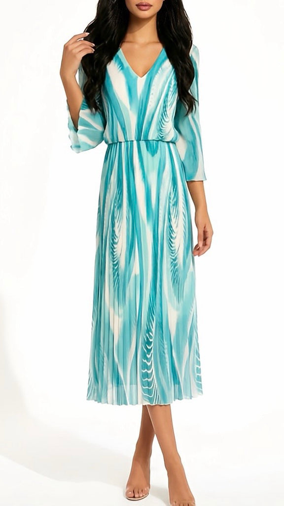 A2974 Solange Turquoise Print Loose Top Dress