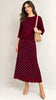 A3222 Burgundy Top & Skirt Set