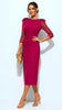 5-A3199 Severina Raspberry Feather Trim Dress