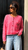 A3180 Penny Red Stripe Motif Cardi