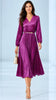 A3273 Plum Sparkle Velvet Pleat Dress