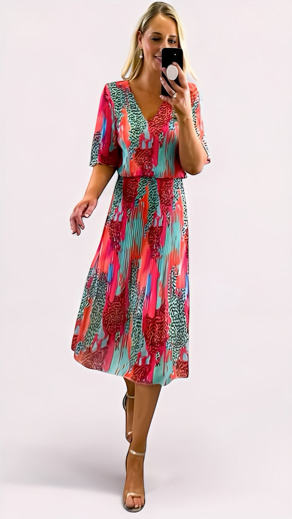A2448 Leona Turq Print Loose Top Dress