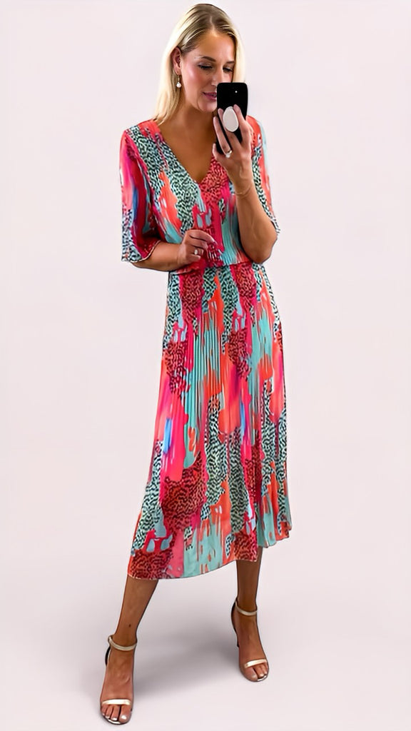 A2448 Leona Turq Print Loose Top Dress