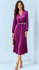 A3273 Plum Sparkle Velvet Pleat Dress
