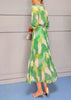 A2972 Polly Green Print Pleat Dress