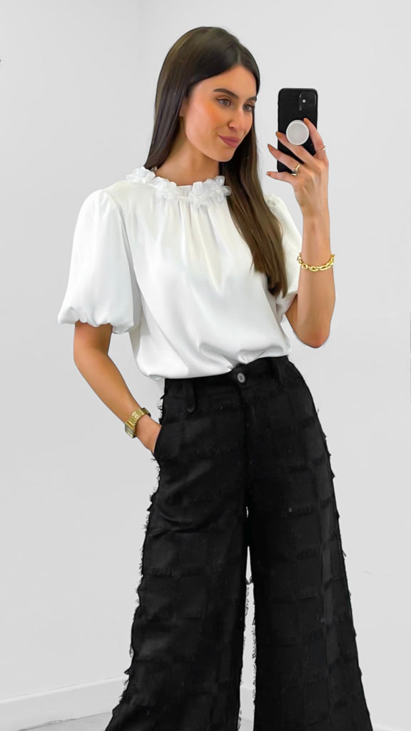 White Pearl Neck Tops dresses online party dresses occasion dresses Dressesonline.ie Ci Ci Boutique Ireland