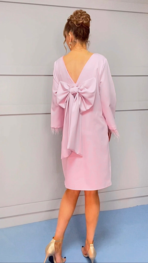 A2990 Dakota Pink Feather Shift Dress
