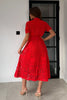 A3040B Red Crochet Meadow Shirt Dress