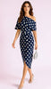 A3056 Maura Navy Polka Drape Dress