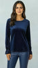 A2674 Donna Navy Velvet Diamante Top