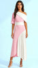 A3109 Inda Pink Contrast Flare Dress