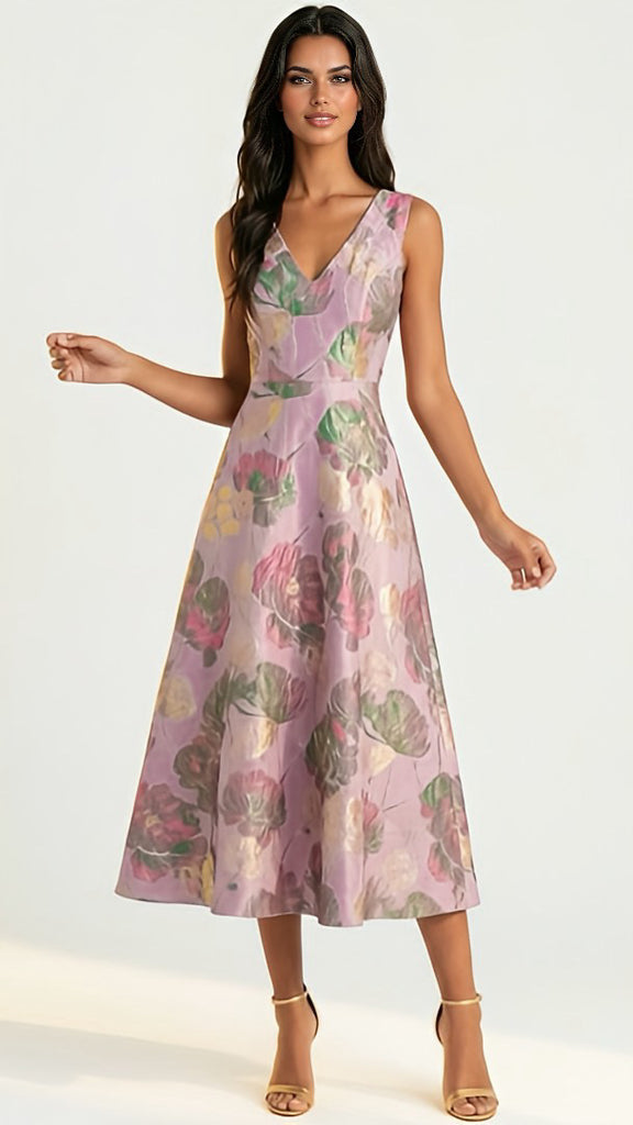 A3084 Brenda Jacquard Flare Dress