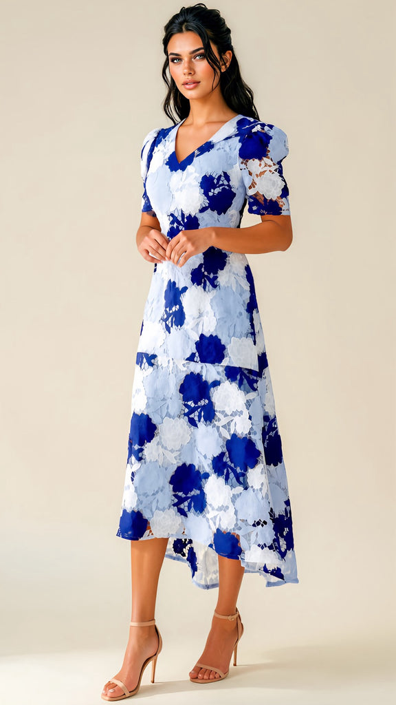 A3146 Martina Crochet Dress Blue