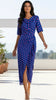 A3094 Una Navy Polka Drape Dress