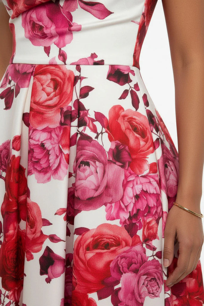 A3063 Sueann Floral Bardot Flare Dress