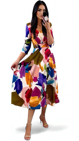 5-A2357 Debra Pink Multi 3D Floral Dress