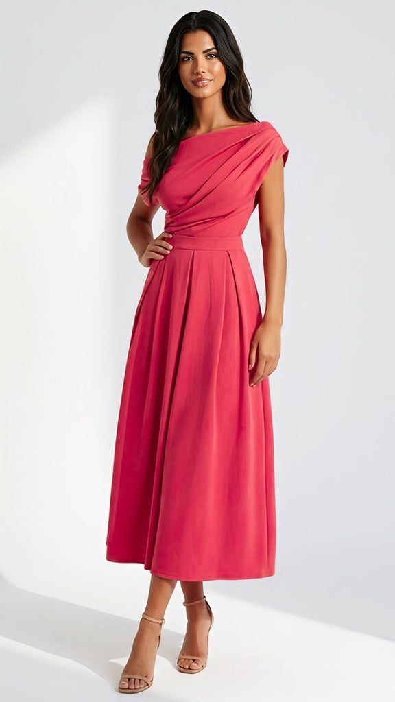 A3078 Niamh Coral Asymmetrical Dress