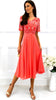 5-A2135 Coral Embellished Flare Dress