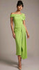 A3076 Olina Lime Green Bardot Dress