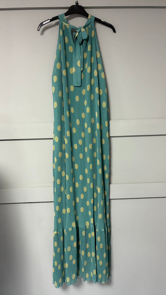 A3082 Lavinia Brown Dotty Halter Dress