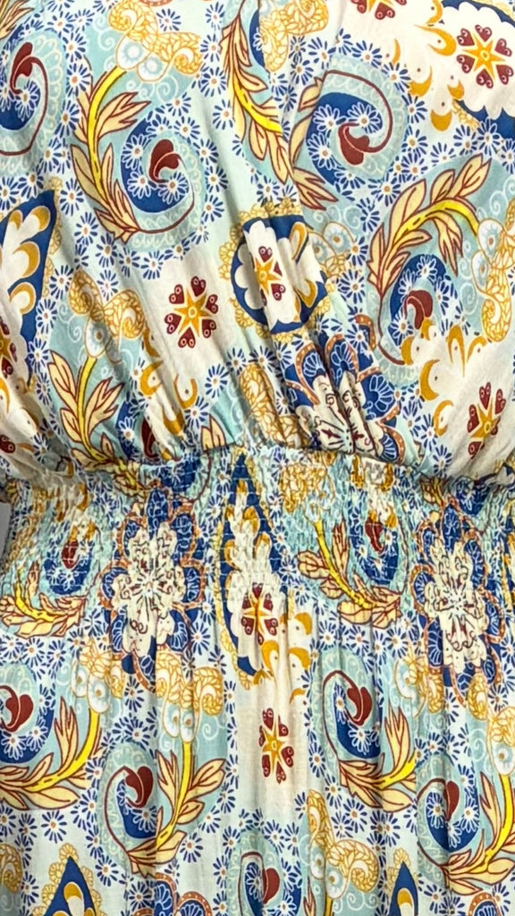 A3100 Vicki Green Print Maxi Dress