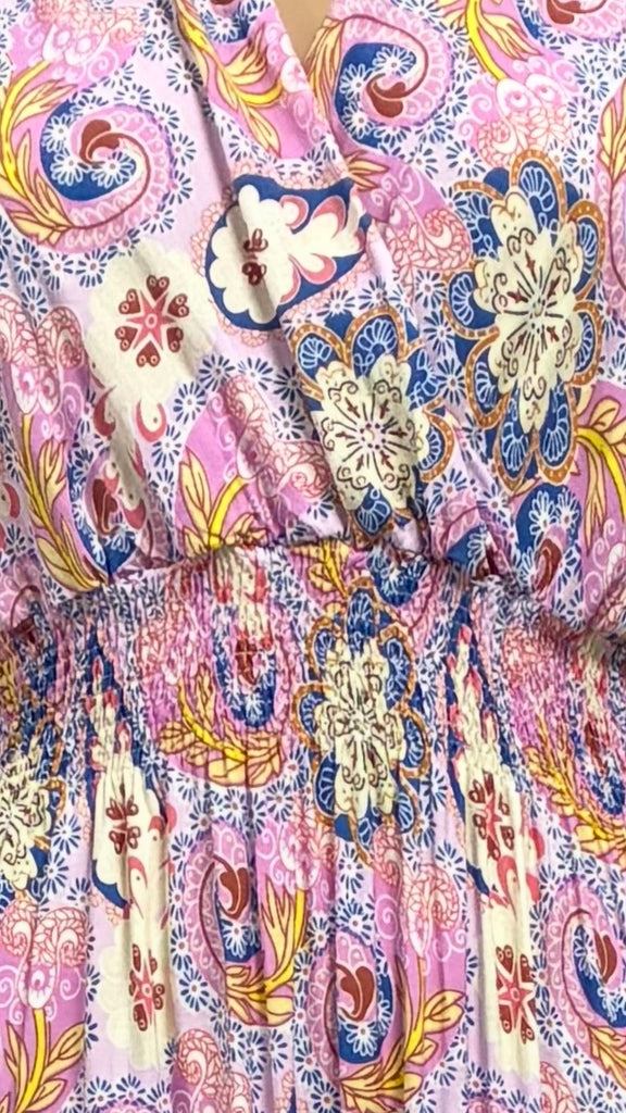A3101 Vicki Pink Print Maxi Dress