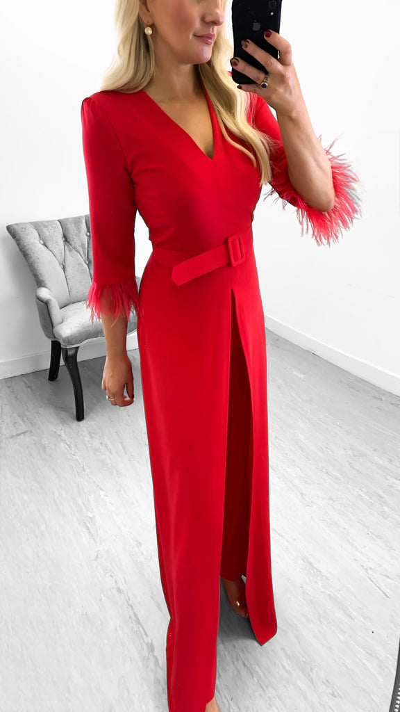 5-A1941 Red 2 Piece Trouser Set