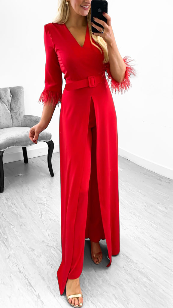 5-A1941 Red 2 Piece Trouser Set