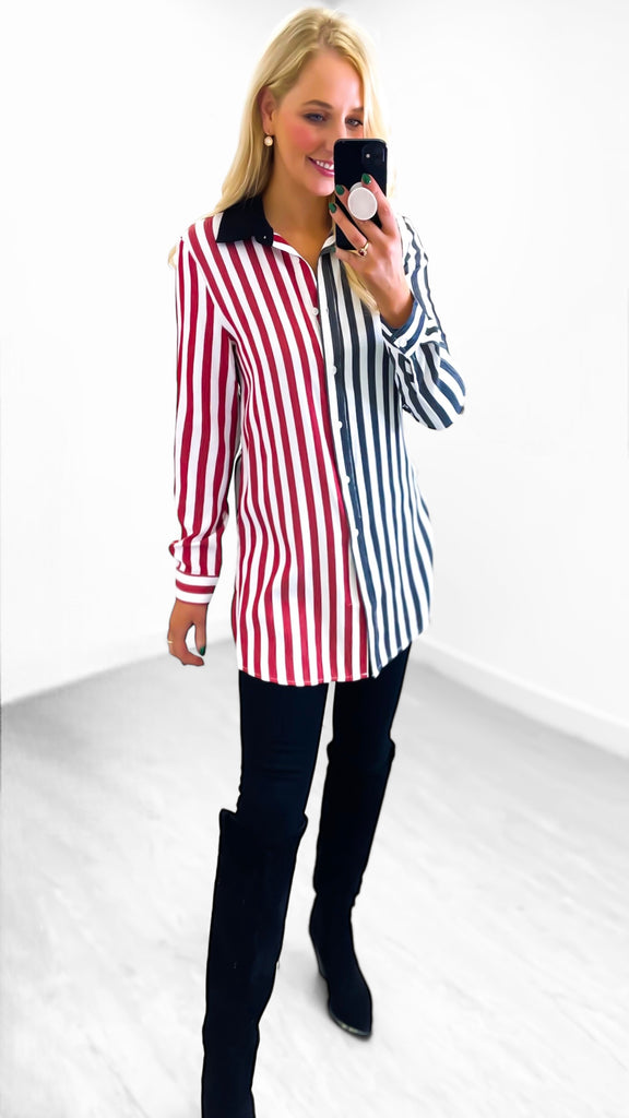4-A1943 Charlie Stripe Oversized Shirt