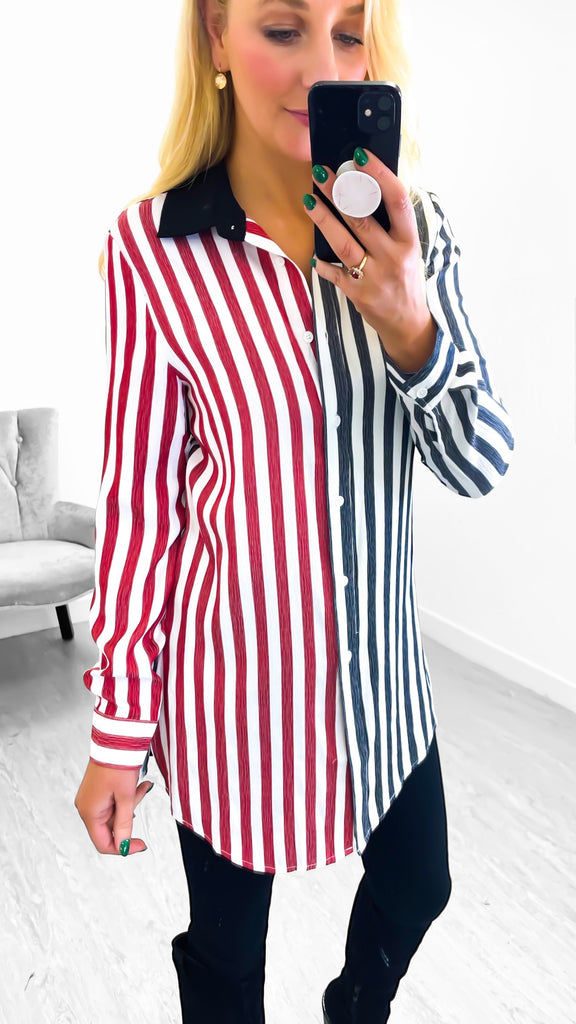 4-A1943 Charlie Stripe Oversized Shirt