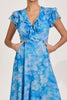 A3115 Sheri Blue Floral Ruffled Dress