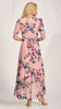 A3126 Pink Floral Ruched Sleeve Dress