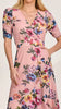 A3126 Pink Floral Ruched Sleeve Dress