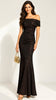 A3307 Girona Bardot Black/Red Maxi Dress