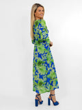 A1425 Green/Royal Print Streasa Dress