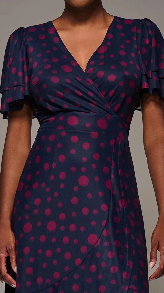 A3229 Jolie Moi Navy Dotty Dress