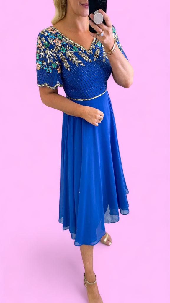 A3090 Royal Embellished Flare Dress