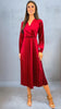 A2513 Ruby Sparkle Velvet Pleat Dress