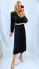 A2079 Black Sparkle Velvet Pleat Dress